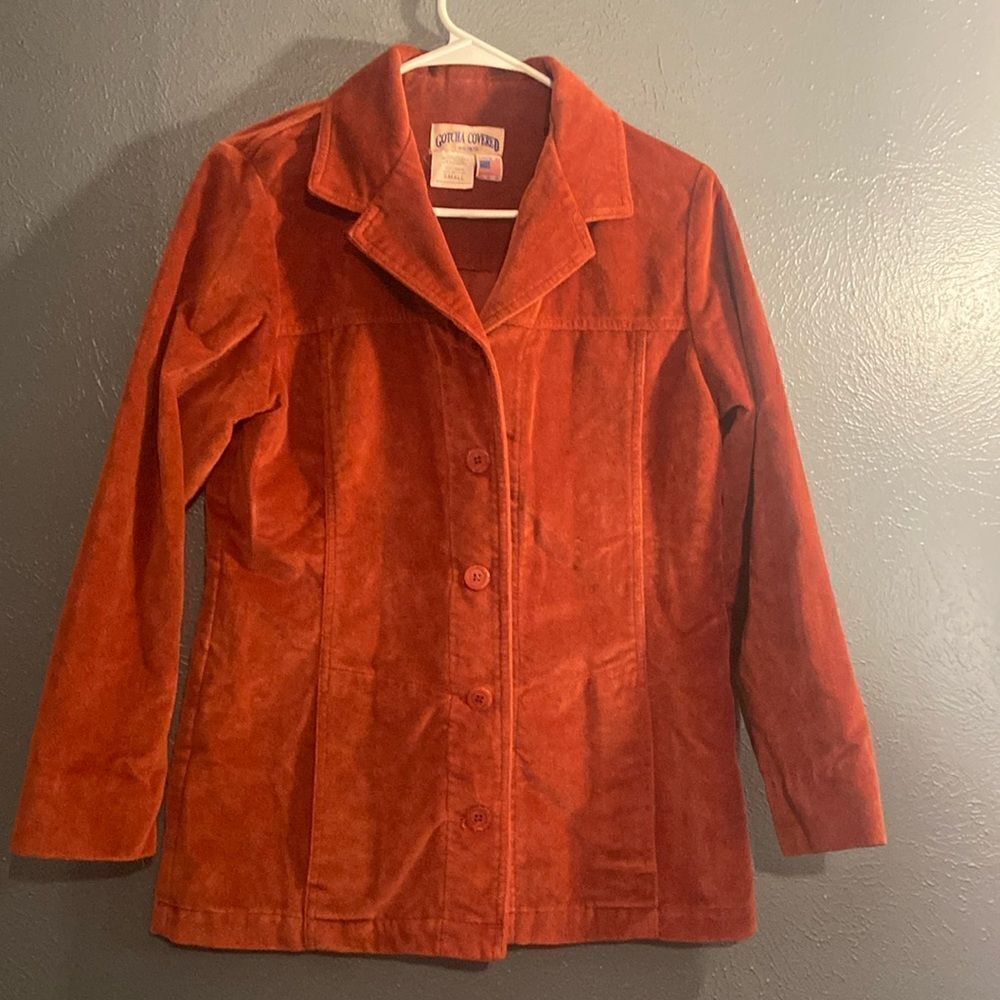 Vintage Velvety Burnt Orange Gotcha Covered Blazer Jacker Small